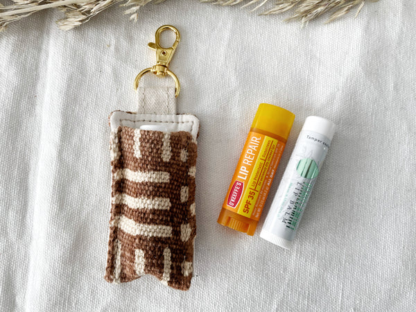 Rust Mudcloth Chapstick Holder