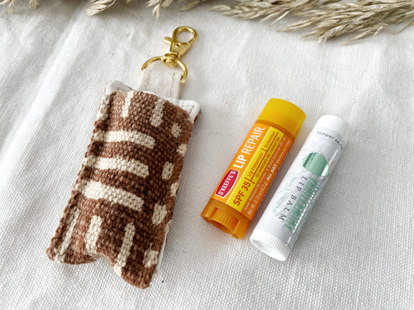 Rust Mudcloth Chapstick Holder