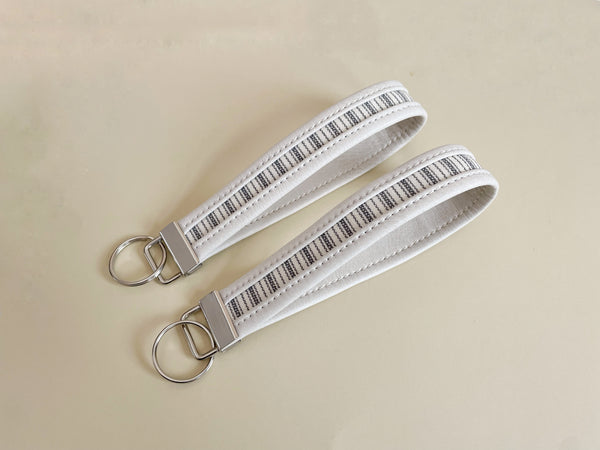 Faux Leather + Stripes Key Fob Wristlet