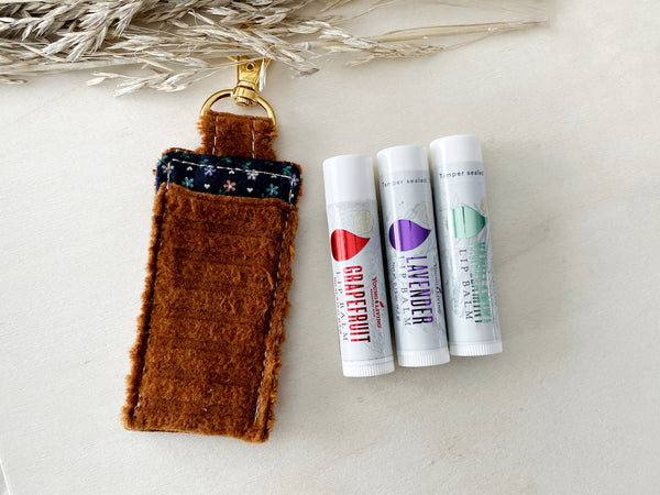 Rust Corduroy Lip Balm Holder