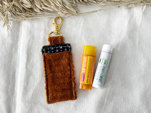 Rust Corduroy Lip Balm Holder