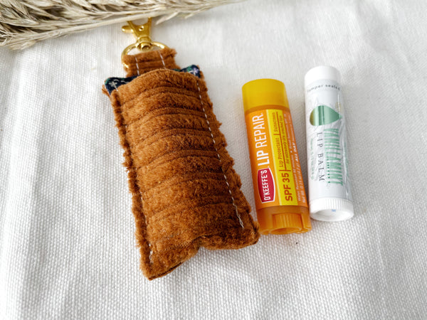 Rust Corduroy Lip Balm Holder