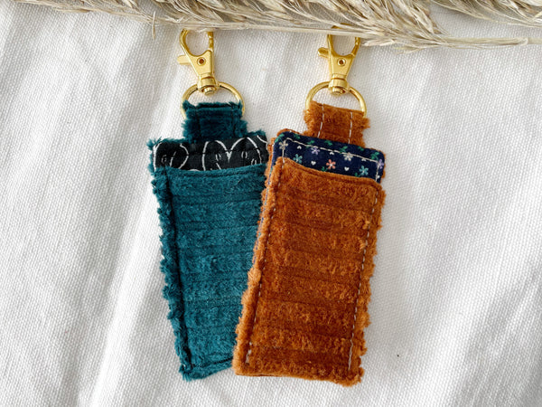 Rust Corduroy Lip Balm Holder
