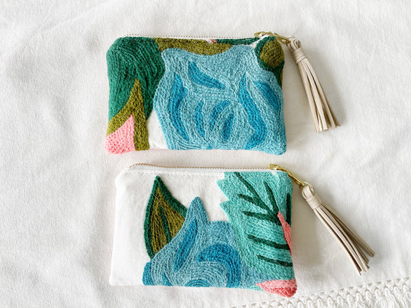 Pink Embroidered Small Essential Oil Bag