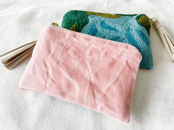 Pink Embroidered Small Essential Oil Bag