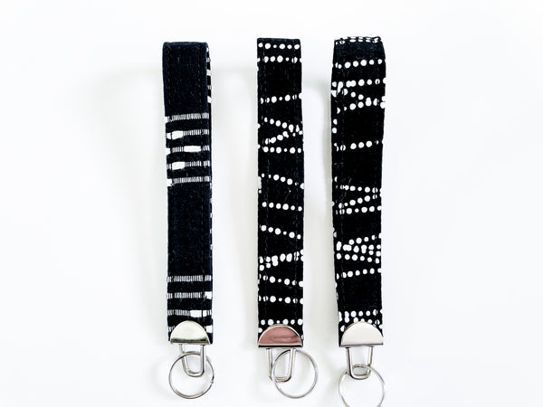 Black and White Key Fob Wristlet