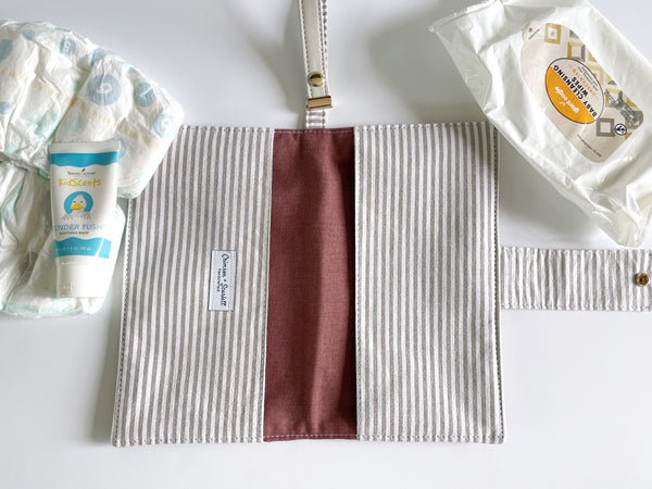 Pink and Gray Diaper Wallet / Clutch