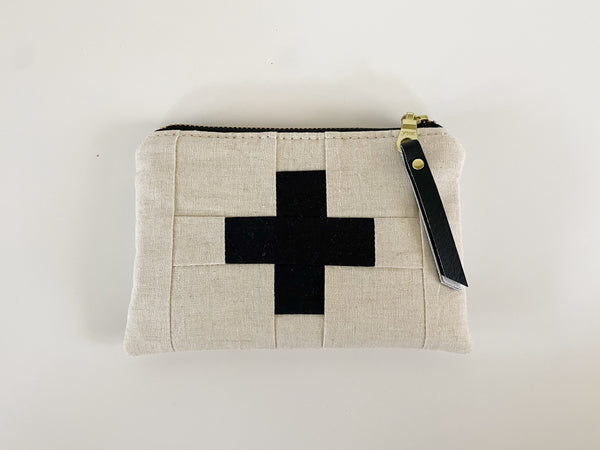 Linen First Aid Bag | Black and Tan