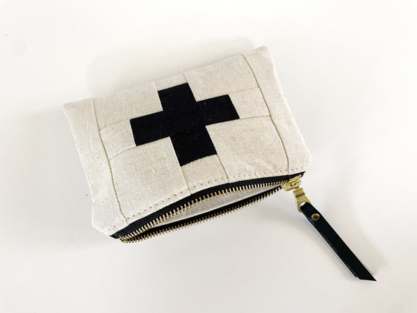 Linen First Aid Bag | Black and Tan