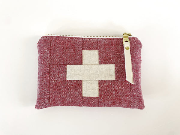 Linen First Aid Bag | Red and Ivory
