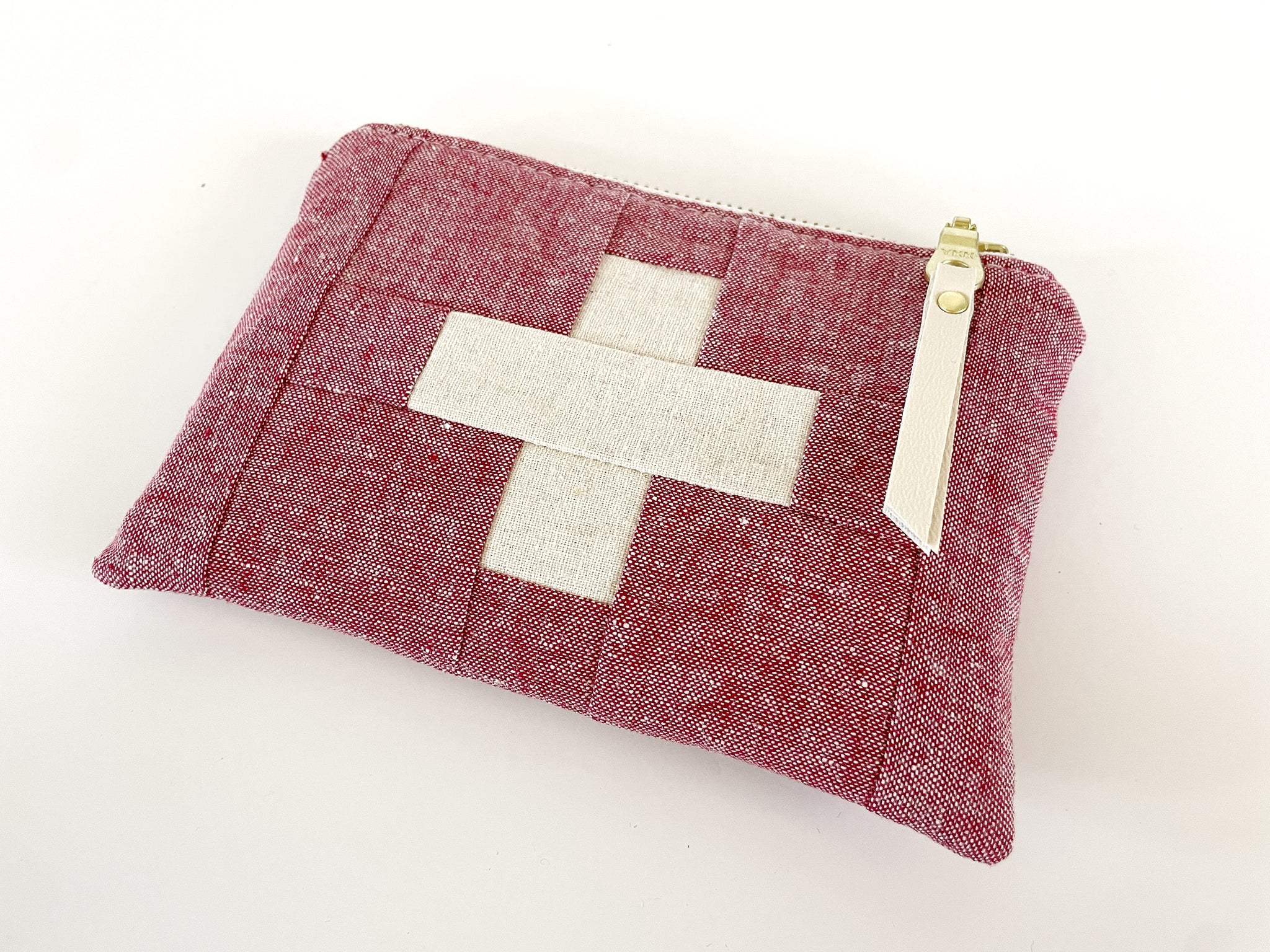 Linen First Aid Bag | Red and Ivory