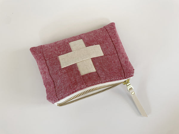 Linen First Aid Bag | Red and Ivory