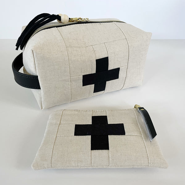 Boxy Medicine Bag | Black & Ivory First Aid