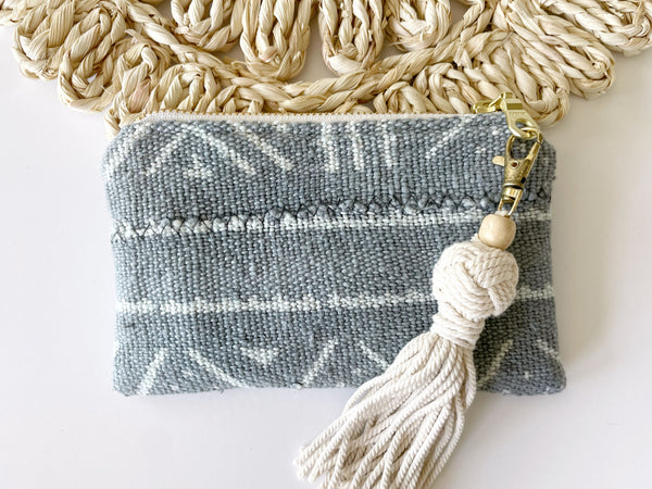 Steel Blue Mudcloth Small Oil Bag
