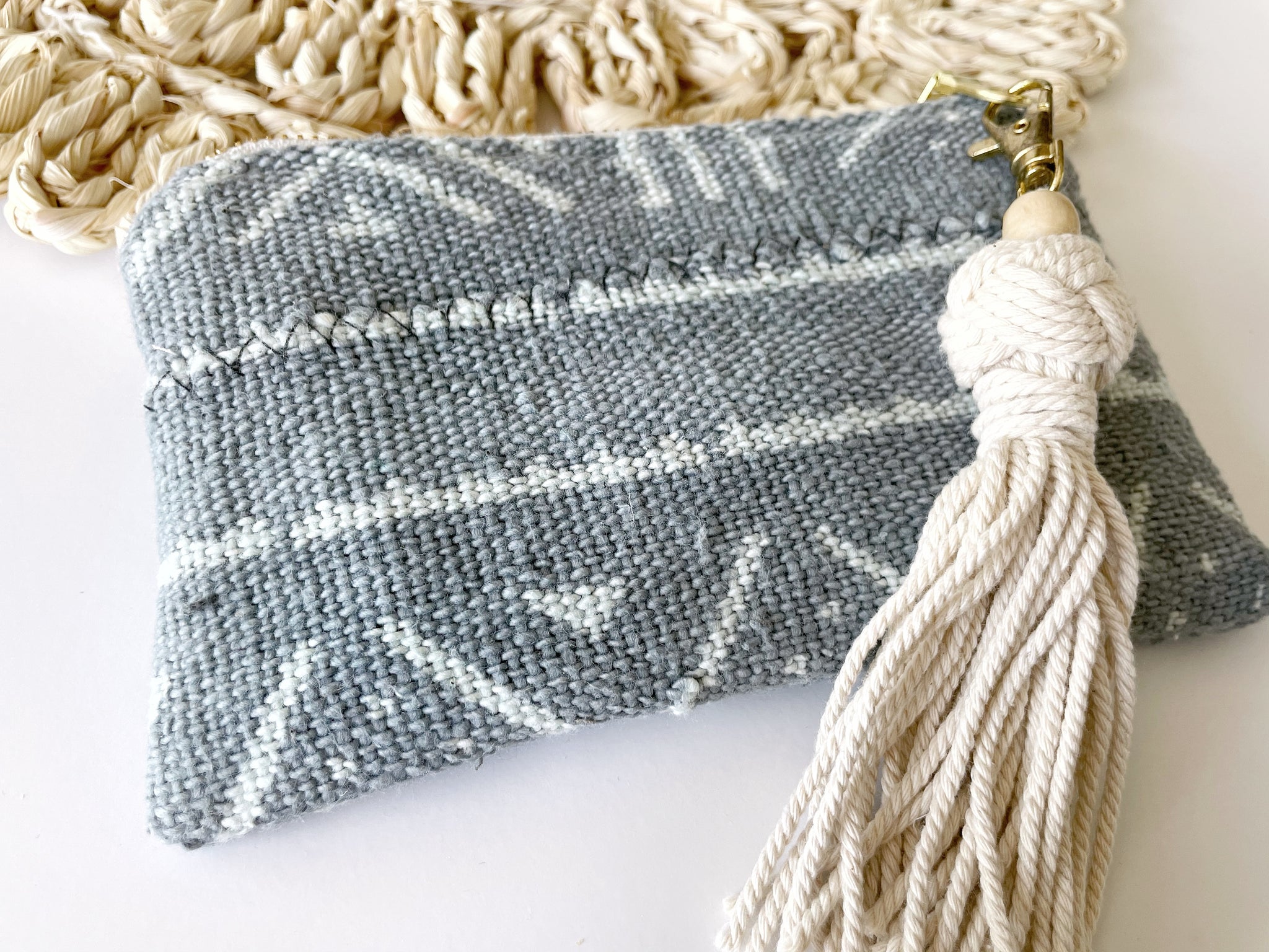 Steel Blue Mudcloth Small Oil Bag