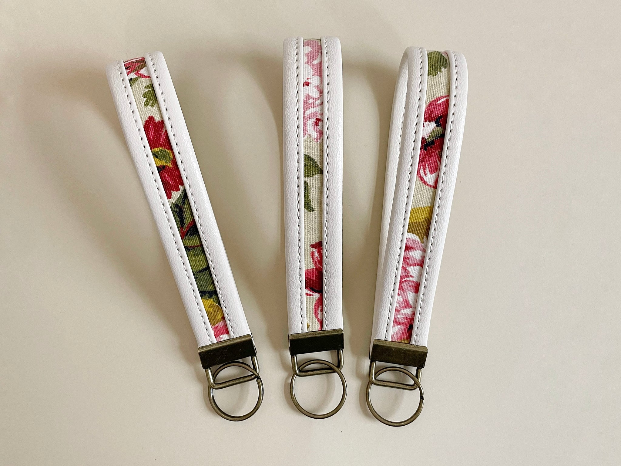 Faux Leather/ Vintage Floral Key Fob Wristlet
