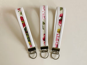 Faux Leather/ Vintage Floral Key Fob Wristlet