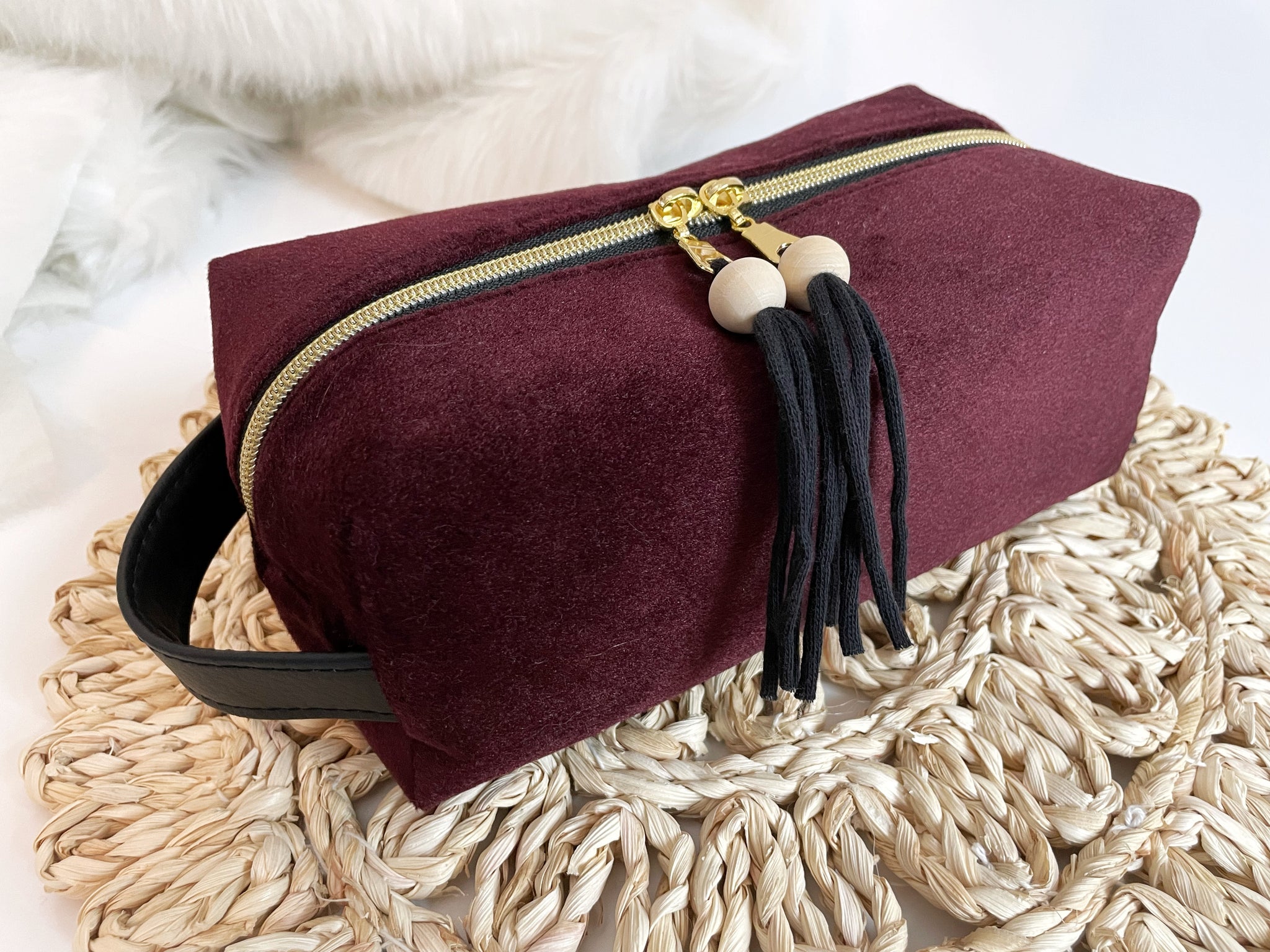 Burgundy Velvet Boxy Makeup Bag – Crimson + Scarlett