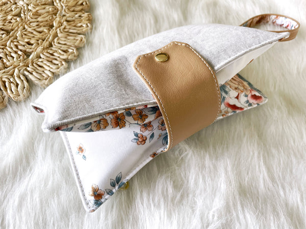 Gray Linen Diaper Wallet / Clutch