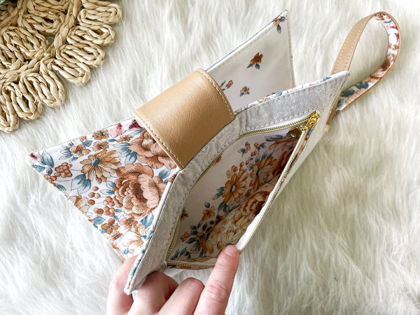 Gray Linen Diaper Wallet / Clutch