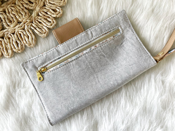 Gray Linen Diaper Wallet / Clutch