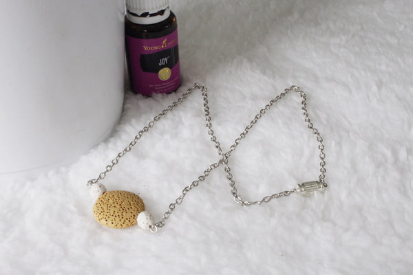 Yellow Lava Stone Diffuser Necklace