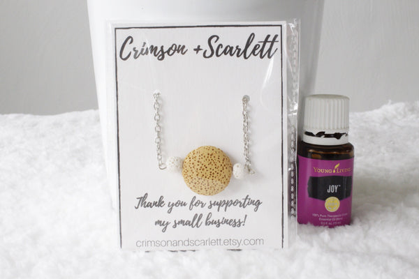 Yellow Lava Stone Diffuser Necklace
