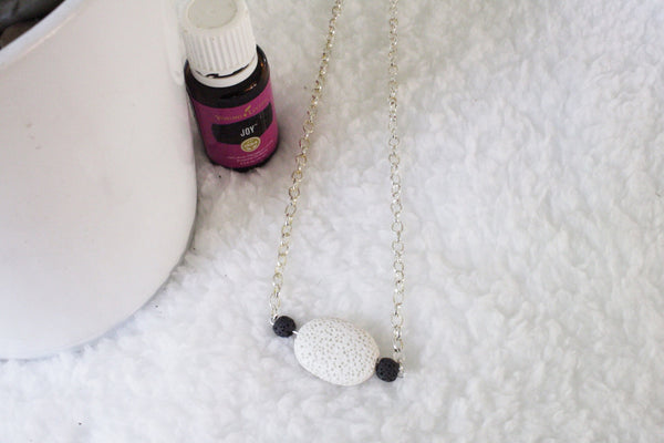 White Lava Stone Diffuser Necklace