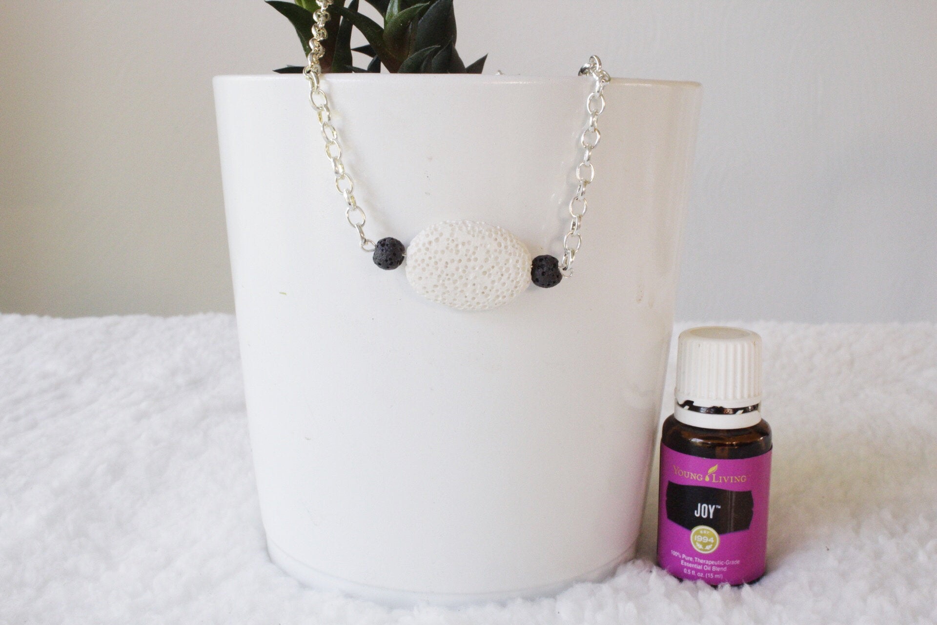 White Lava Stone Diffuser Necklace