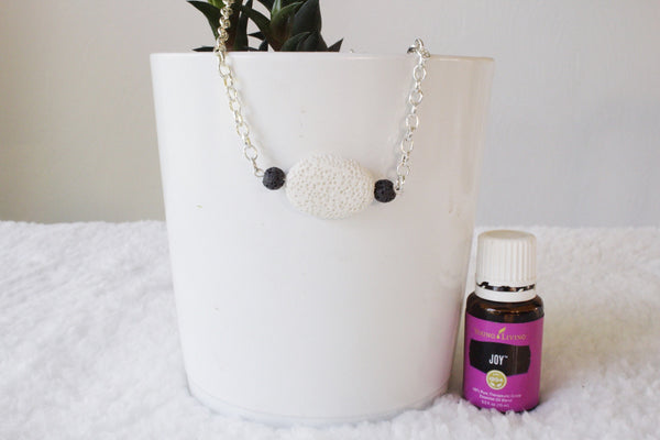 White Lava Stone Diffuser Necklace