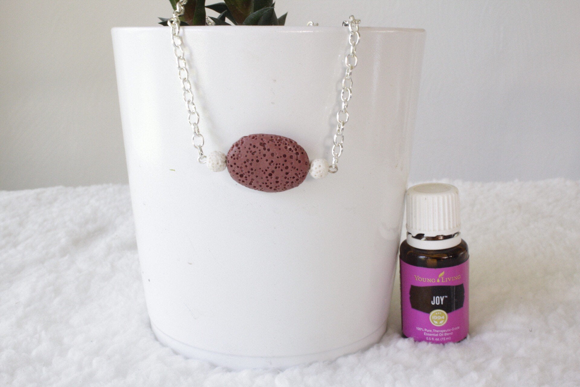 Rust Lava Stone Diffuser Necklace