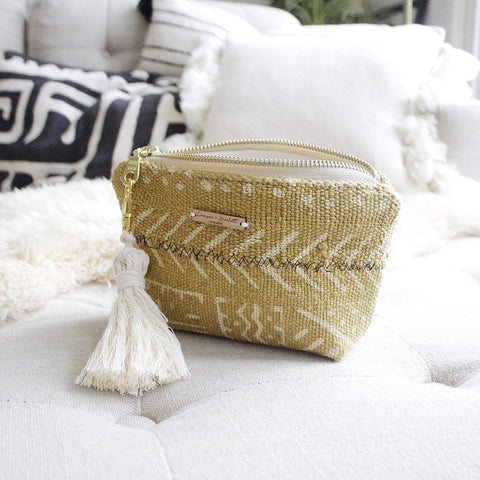 Raeanne Mustard Mudcloth Oil Bag