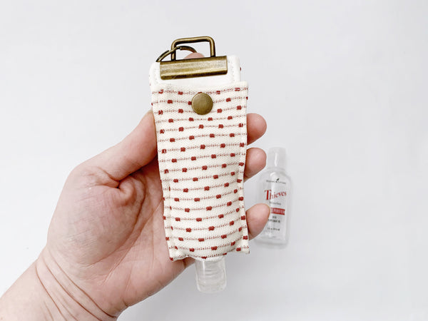 Blush and Cream Hand Purifier Holder Keychain, Thieves Travel Case, Hand Sanitizer Keychain for Theives