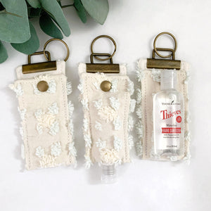 Neutral Floral Thieves Keychain, White Thieves Case, Hand Sanitizer Keychain, Hand Purifier Case