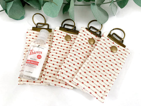 Blush and Cream Hand Purifier Holder Keychain, Thieves Travel Case, Hand Sanitizer Keychain for Theives