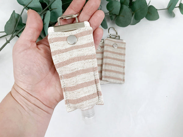 Blush and Cream Hand Purifier Holder Keychain, Thieves Travel Case, Hand Sanitizer Keychain for Theives