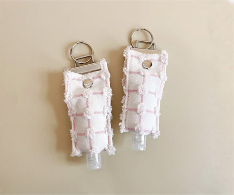 Pink Check Hand Sanitizer Holder